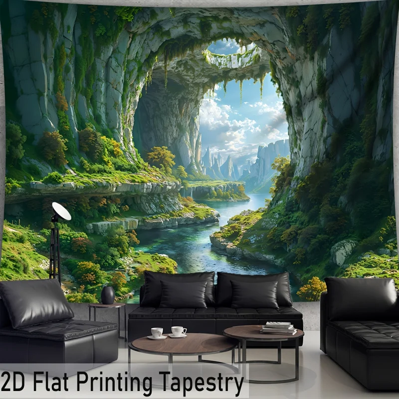 VIKAMA Vivid Cave Sky Landscape Tapestry Polyester Fiber Living Room Bedroom Wall Decoration Wall Hanging