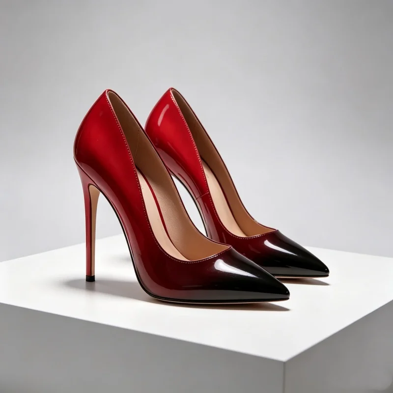 12cm Slim Stiletto Pointed Toe Women Gradient Patent Heels Office Club Daily Pumps Yuejinlong YJ26-602