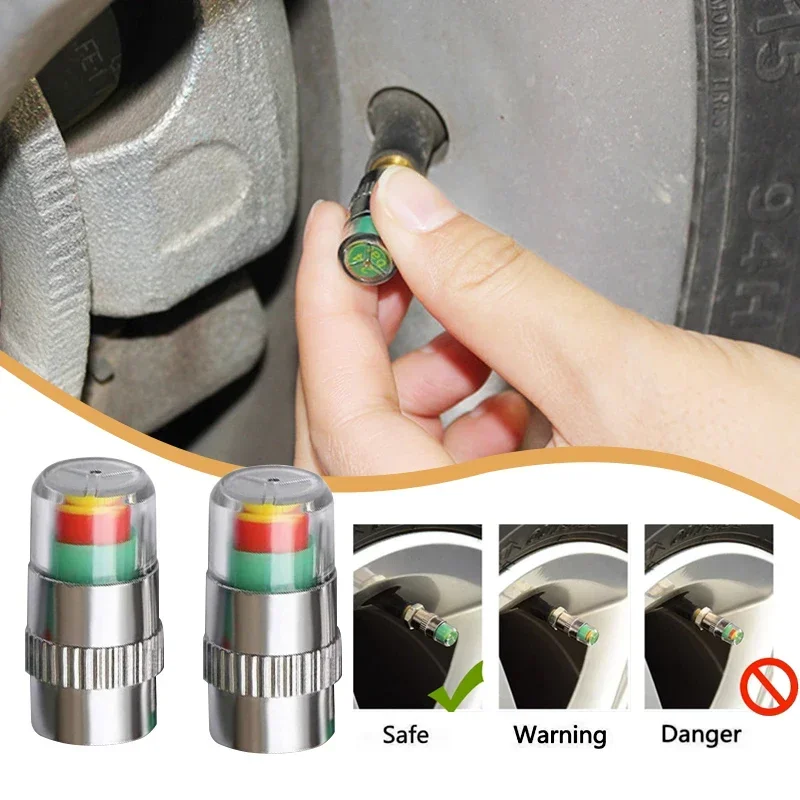 2/4pcs Tire Pressure Gauge Indicator Alert Monitoring Valve Cap Sensor External Valve Detection Car Tire Pressure Indicator