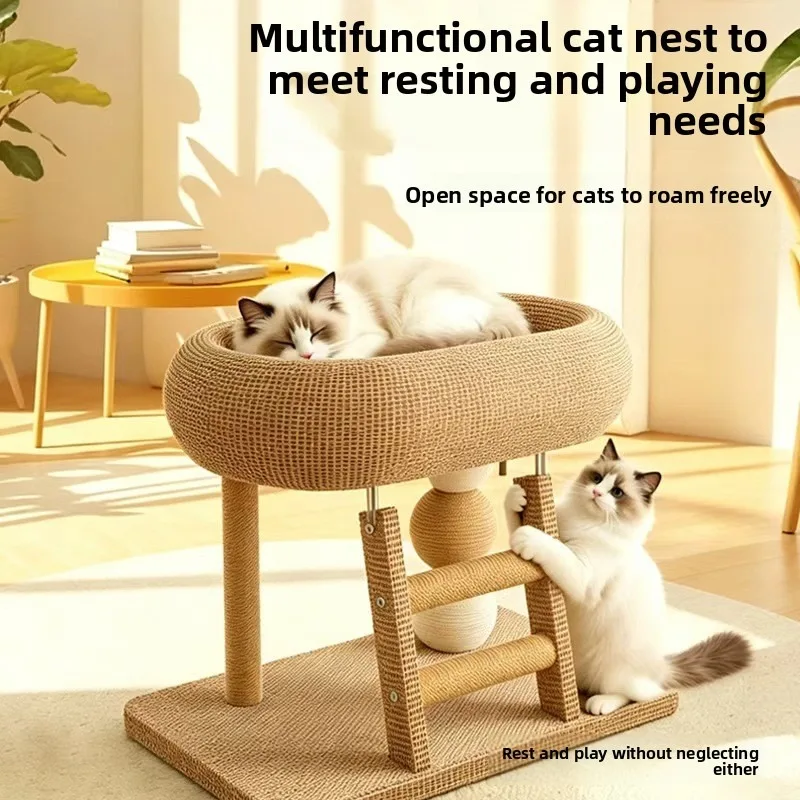 Integrated Cat Tree Bed All Season Cooling Mat Compact Space Saving Sisal Scratching Post Cat Accessories Cat Furniture CatTower