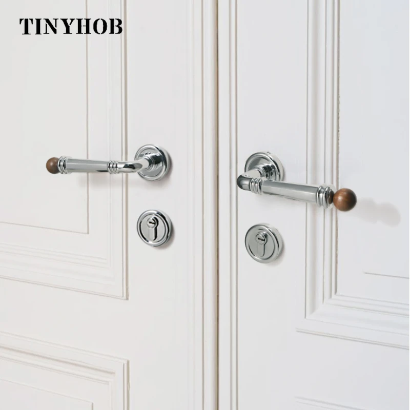 Tinyhob Original Brass Interior Door Handle Bedroom Interior Anti-theft Mechanical Lock Security Mute Bathroom Door Handle Locks