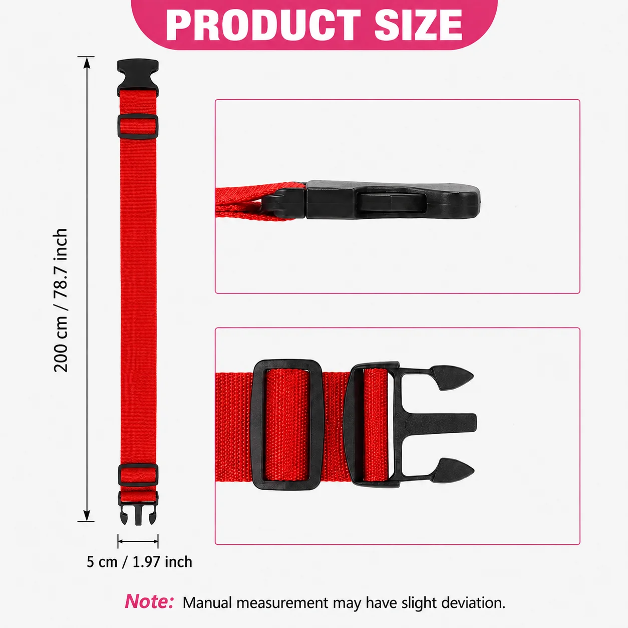 2 Stück gerade geformte Gepäckgurte für Koffer, Polyester-Gepäckgurt mit verstellbarer Schnalle, Unisex-Reisezubehör – Detail 8