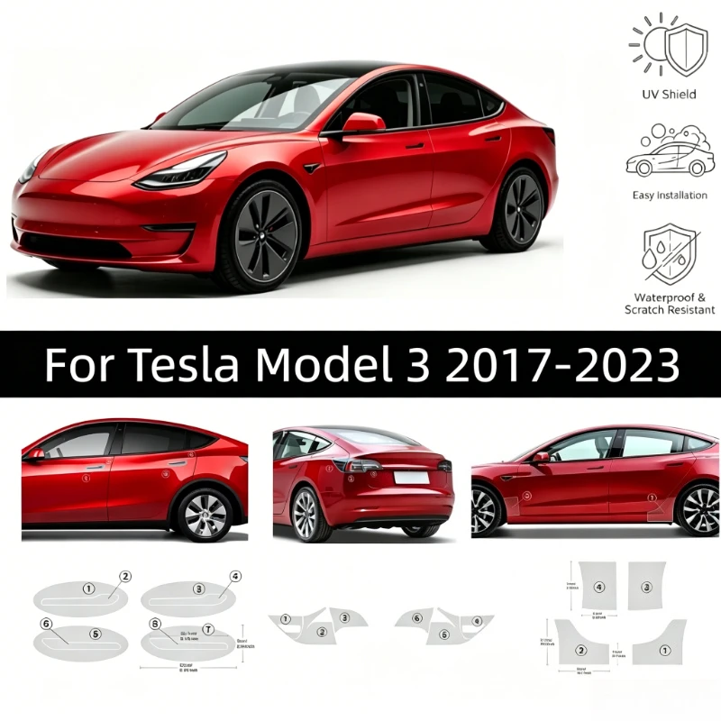 TPU Lackschutzfolie PPF Transparent für Tesla Model 3 2017 2018 2019 2020 2021 2022 2023 Auto-Karosserie Kratzschutz Zubehör – Detail 1