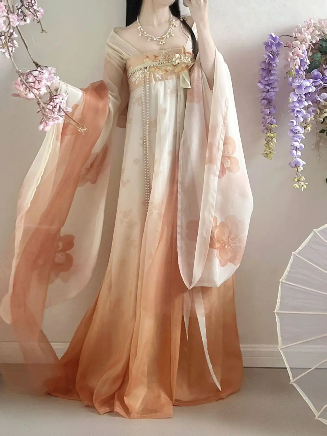 

New 2026 Original Northern & Southern Dynasties Hanfu Set, Wei Jin Style Wide Sleeve, Embroidered Split Skirt Chinese Outfit