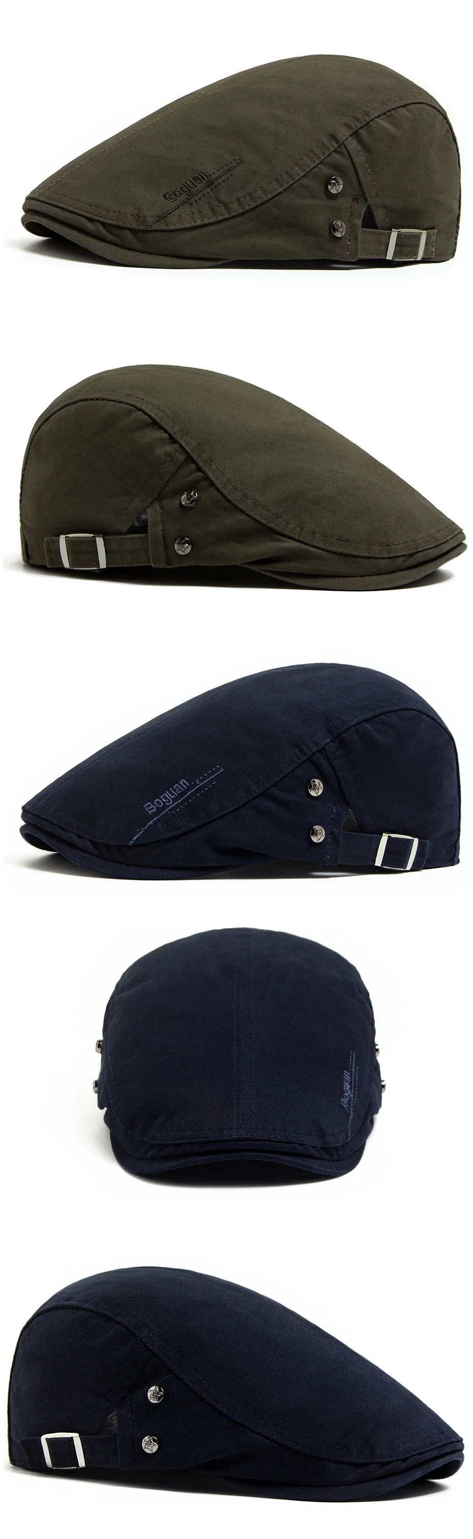 Mode männer Baskenmütze Taste Stickerei Baumwolle Vintage Berets Outdoor Frauen Flache Visier Hut Casual Retro Zeitungsjunge Mütze Für Männer – Detail 5