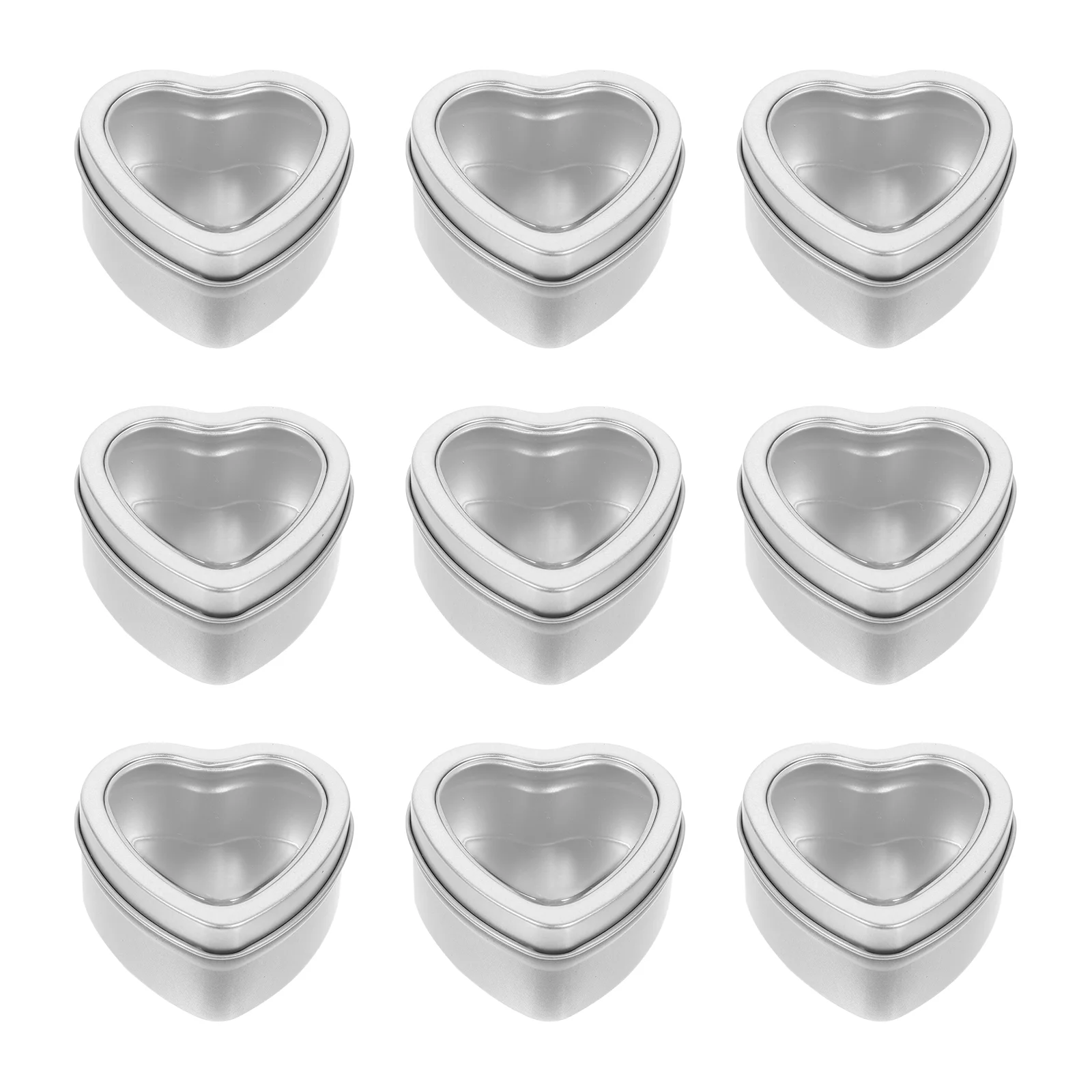 10 Pcs Empty Heart Shaped Jar Candles Tinplate Containers Metal Cans Storage Boxes Cases Jewelry Pvc Tins with Lids