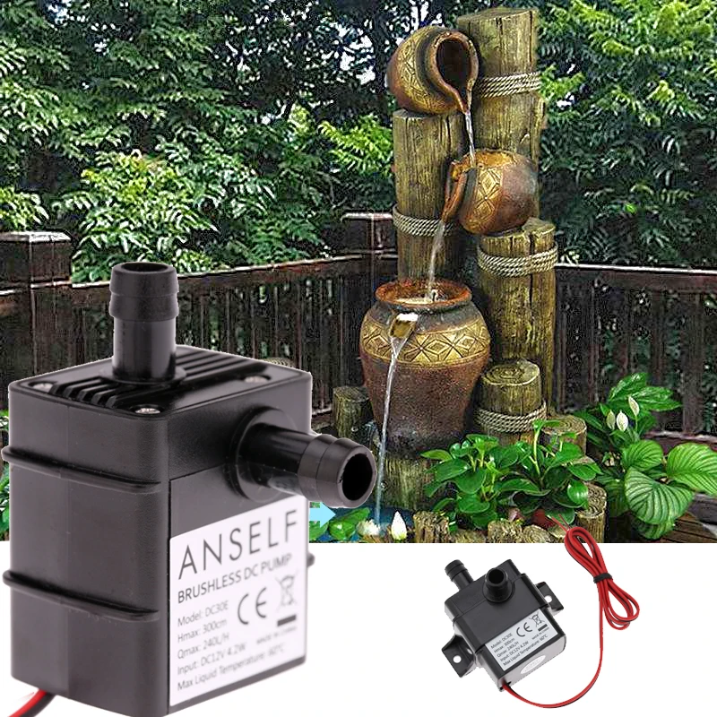 

Ultra-quiet Mini Pond Fountain DC12V 4.2W Micro Brushless Water Oil Pump Waterproof Submersible Fountain Aquarium Circulating