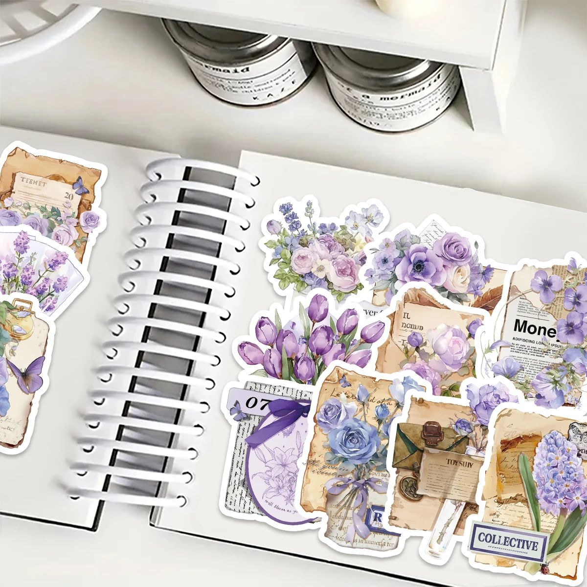 32 قطعة من ملصقات عزر عتيقة لحديقة الخزامى لأجهزة الكمبيوتر المحمولة وزجاجات المياه وحقائب السفر وسجلات القصاصات المصنوعة يدويًا وملصقات الأطفال