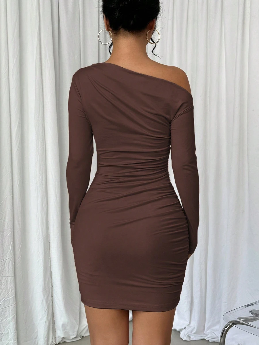 Faion Long Slim Fit décontracté Dr taille haute tissu Polyester régulier Sve taille haute moulante Dr pour dames usage quotidien