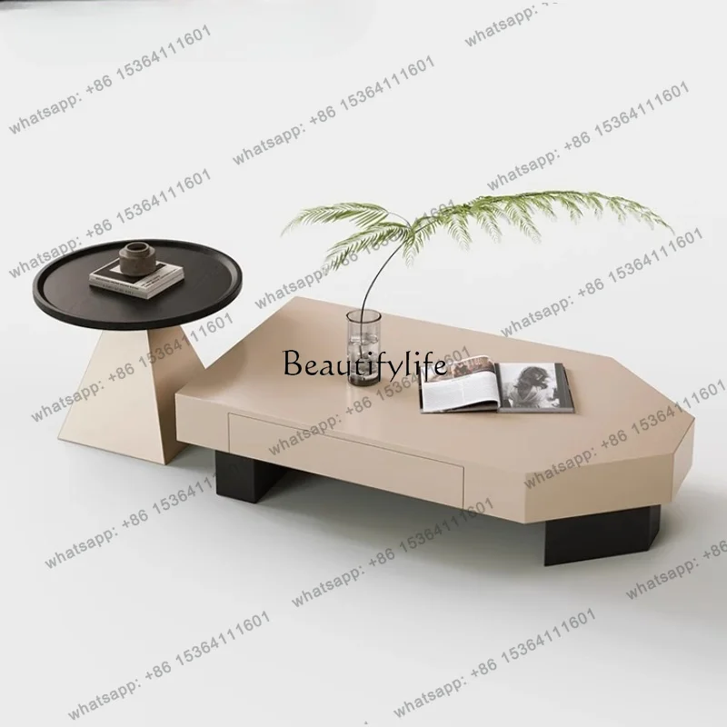 Customizable Prism coffee table wabi wind living room Italian light luxury high-end special-shaped paint simple tea table