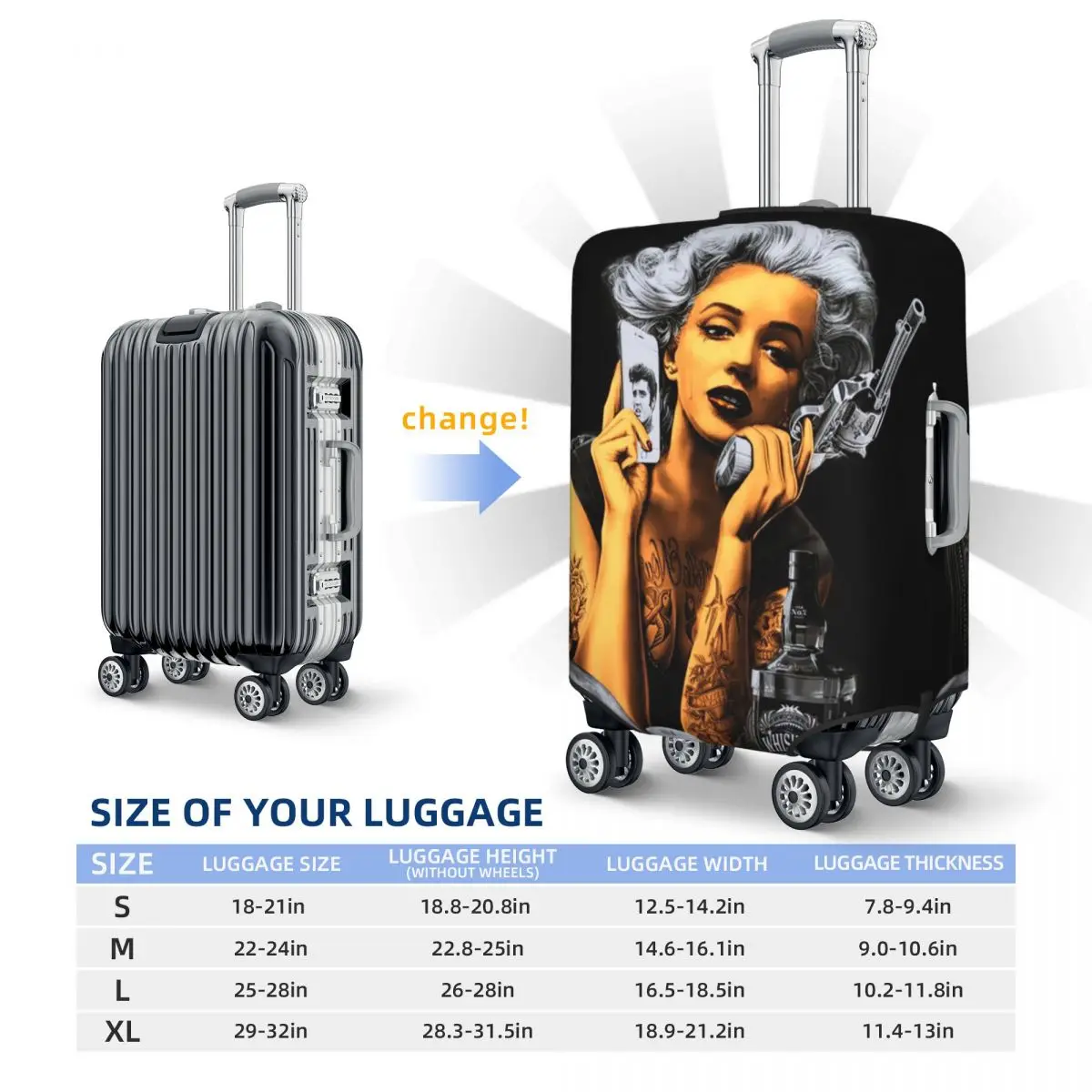 Lustige Marilyn Monroe Print Gepäcks chutz Staubs chutz hüllen elastisch wasserdicht 18-32 Zoll Koffer abdeckung Reise zubehör