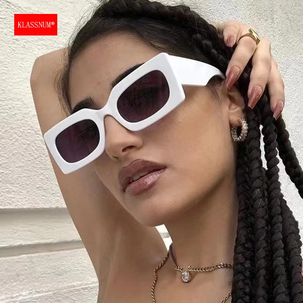 KLASSNUM 2023 Women Retro Square Sunglasses Luxury Brand Jelly Color Shades Lens Large Frame Anti UV400 Men Sun Glasses Eyewear