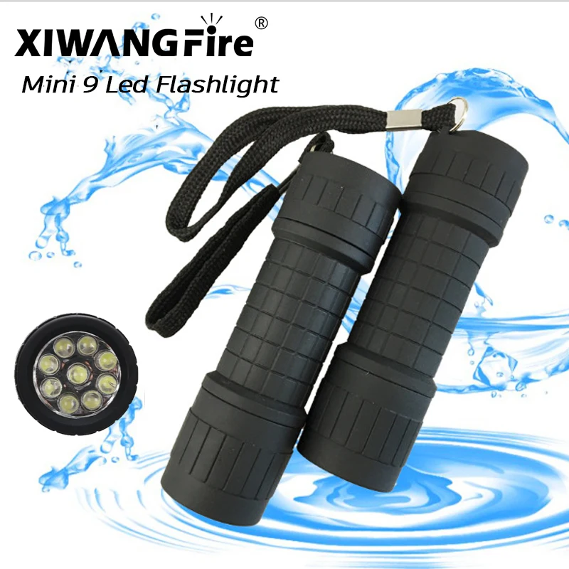 Mini 9 LED Flashlight Handheld Outdoor Flashlight Waterproof Camping Torch Lamp Lantern Use AAA Battery