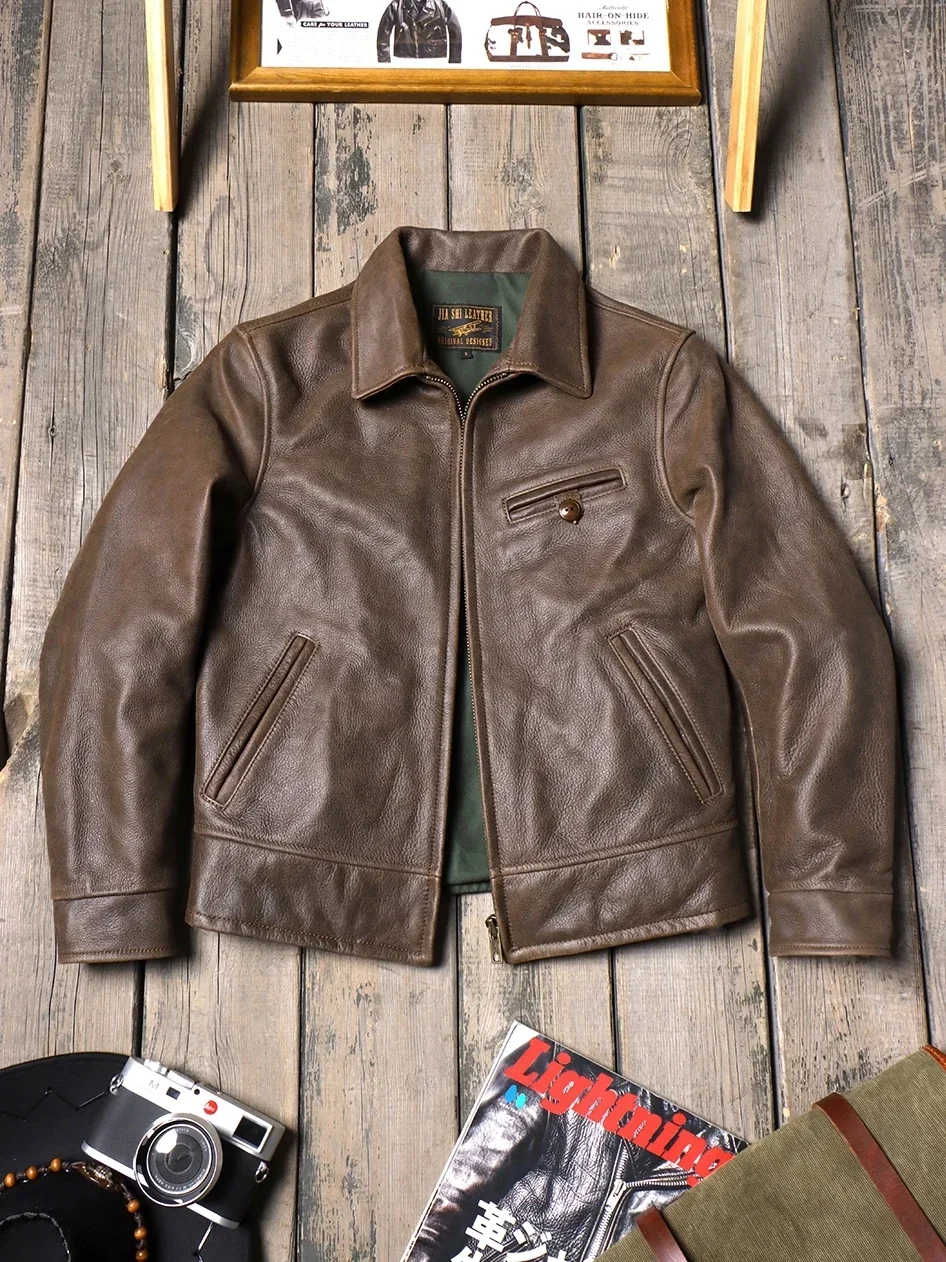 

Tailor Brando1940s Uncoated Washed Brushed Full Grain Cowhide American Vintage Depp Genuine Leather Jacket