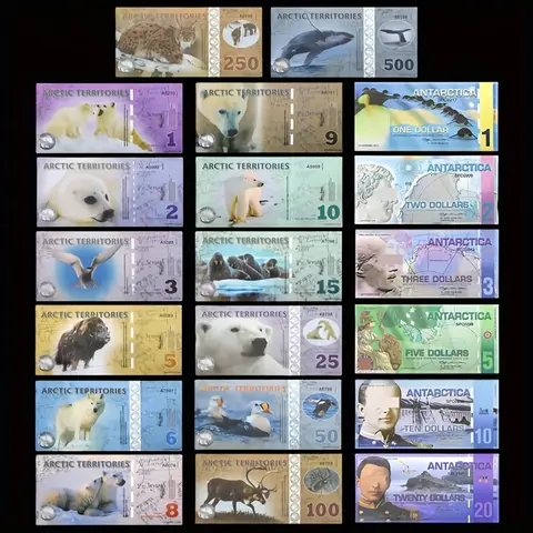 20pcs/set Polar Animal Fantasy Banknote, Bear Penguin Whale UNC, Wildlife Collectible Paper Money Numismatics Decor Gift