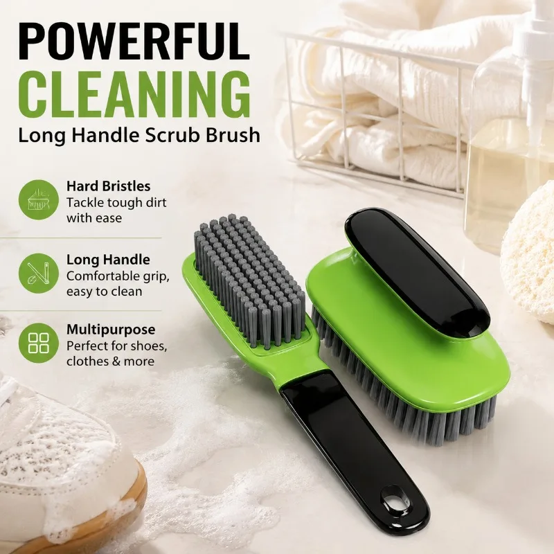 Shoe Washing Dedicated Scrubber Laundry Stiff Bristle Long Handle Scrub Tool Garment Footwear Cleaner Multi Purpose Fabric