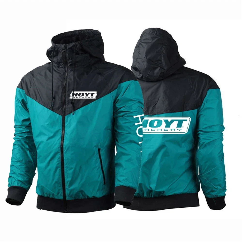 

2024 New Men Hoyt Archery Printing Fashion Splicing Windbreaker Zipper Jackets Comfortable Leisure Slim Hoodies Coat