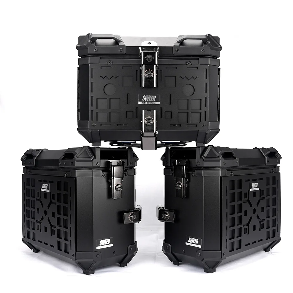 Motorcycle trunk multi-functional 45L aluminum alloy armored trunk Black Knight electric vehicle trunk