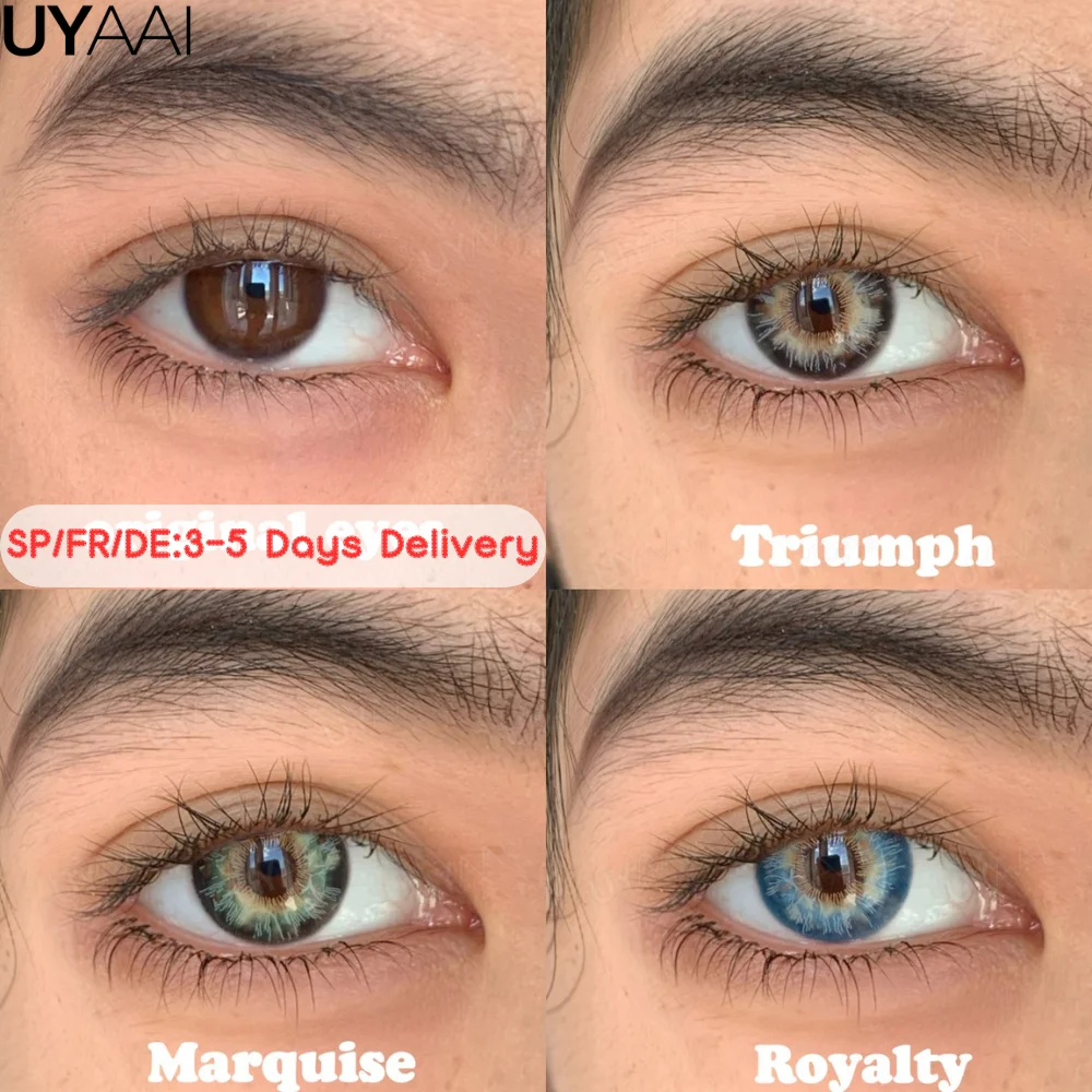 UYAAI SP/FR/DE lentes de colores con entrega en 5 días lentes de ojos grandes azules lentes verdes maquillaje lentes de ojos cosméticos contatos de belleza