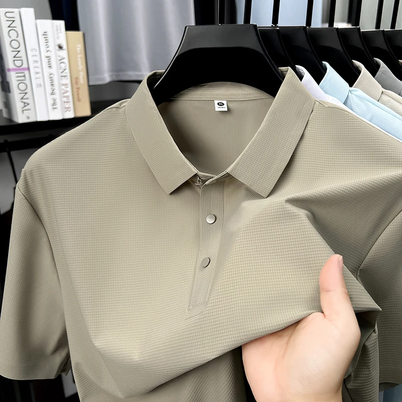 

Летняя мужская одежда Футболки с короткими рукавами Рубашки с воротником Однотонные элитные рубашки поло Модный и элитный стиль