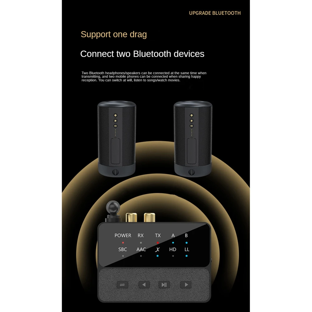 Adaptador de Audio Bluetooth 5,3, transmisor receptor de Audio Aptx/HD/LL, adaptador estéreo HIFI inalámbrico, sonido sin pérdidas