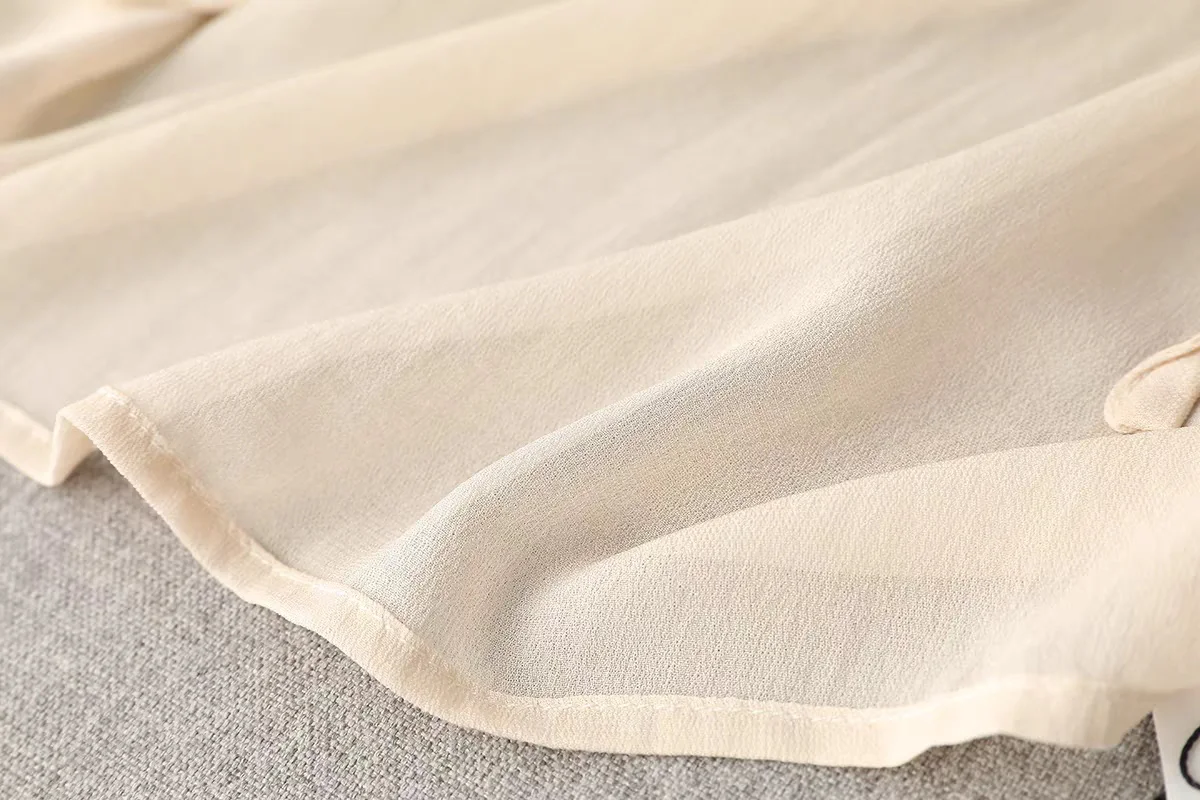 plus Size Women's Long-Sleeved T-Shirt White Drawstring round Neck Lightweight Chiffon Summer Casual Sun Protection Top