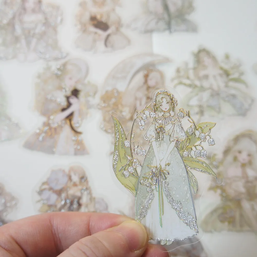 

18pcs Silver Girl Wearing Formal Dress Style PVC Sticker Scrapbooking DIY Gift Label Decoration Tag