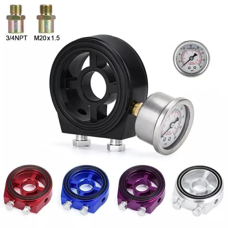 Car modified instrument oil cake pressure gauge universal oil pressure gauge oil temperature gauge machine filter base