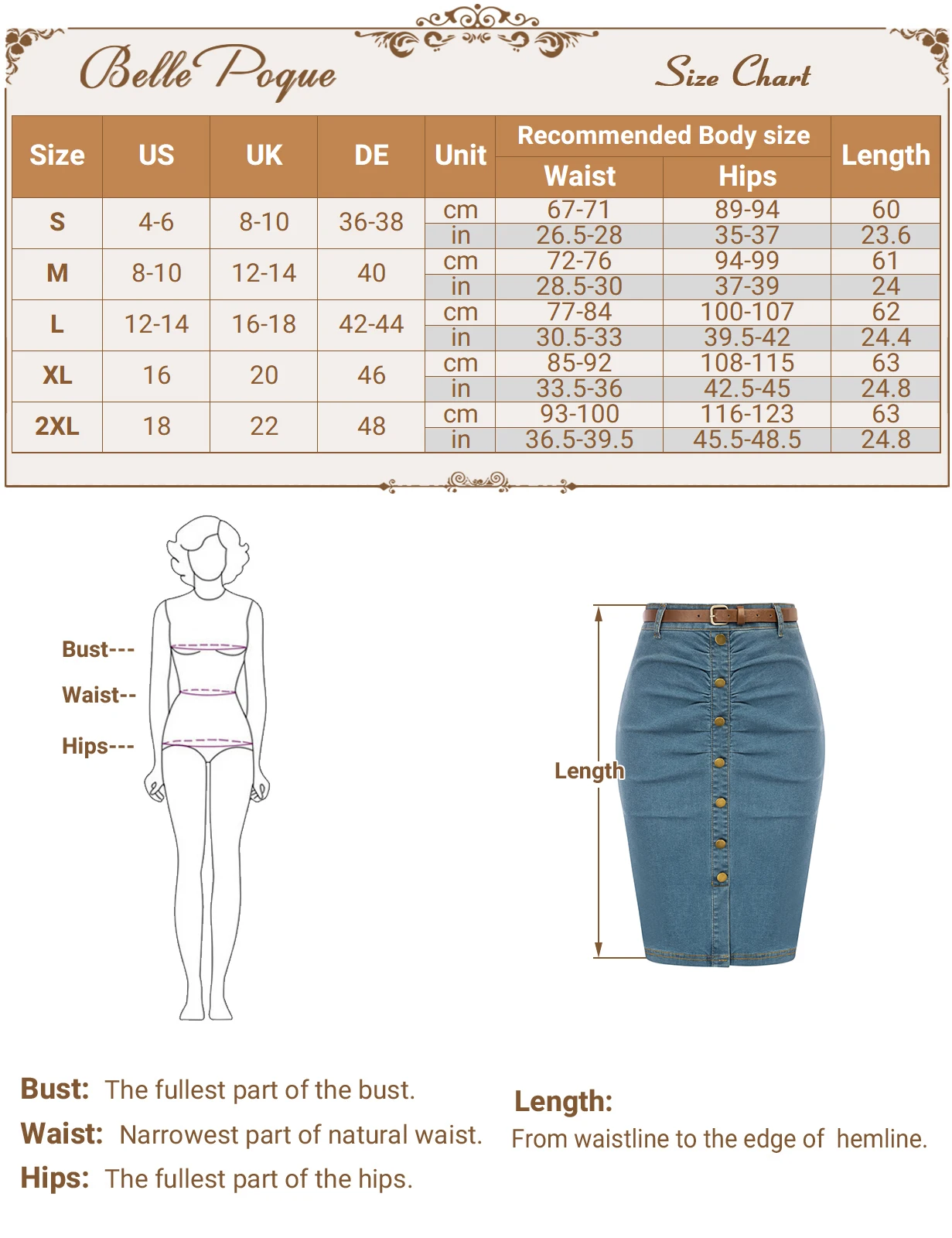 BP Women Vintage Jean Skirt With Belt High Waist Ruched Front Bodycon Skirt