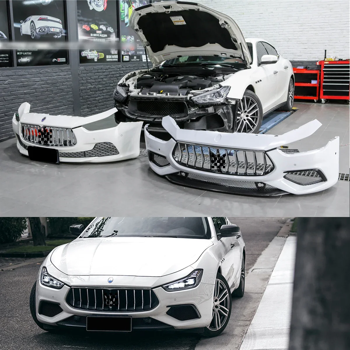 Car Body Kit Grill For Maserati Ghibli 2014-2021 Upgrade GTS Air Intake Grille Chrome Plating Auto Accessories