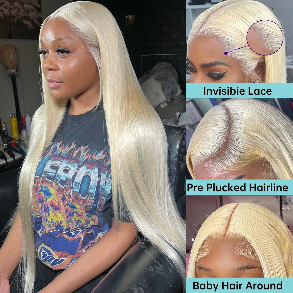 Wiggogo 613 Transparent Hd Lace Frontal Wig 13X6 Bone Straight Blonde Human Lace Front 13X4 Brazilian Preplucked Human Hair Wigs image 2