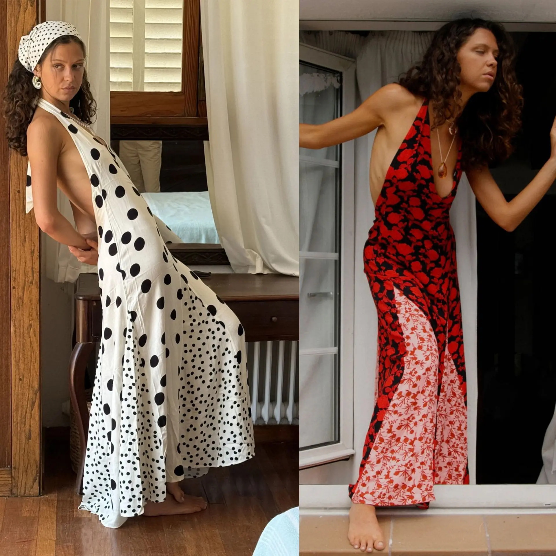 

Женский облегающий комбинезон-платье в горошек с длинной юбкой, завышенной талией, А-силуэта, из полиэстера, с принтом, летний, модный, для повседневной носки