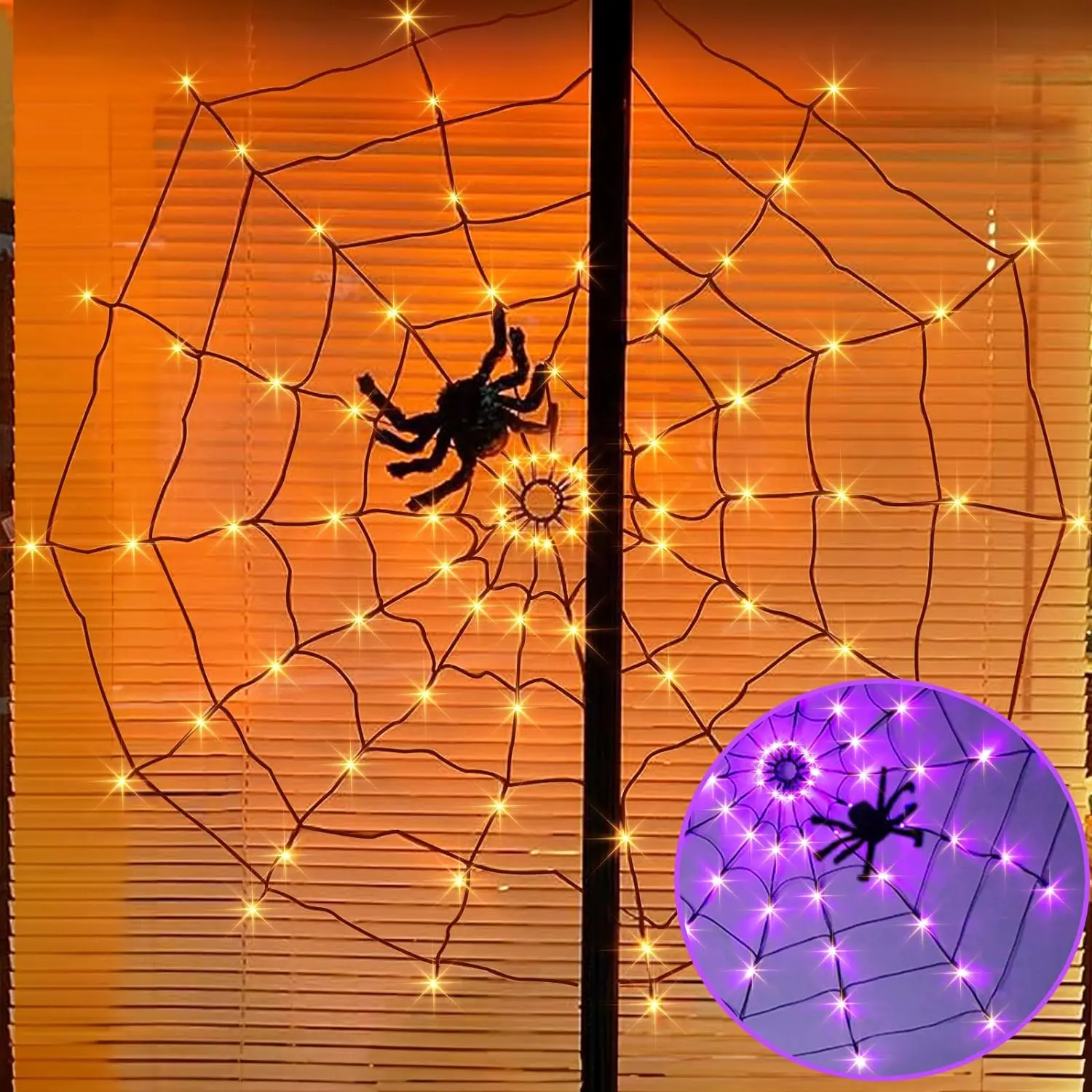 Halloween LED Light String Ghost Festival Decoration Ghost House Party Decoration Atmosphere Light Spider Web Colorful Light