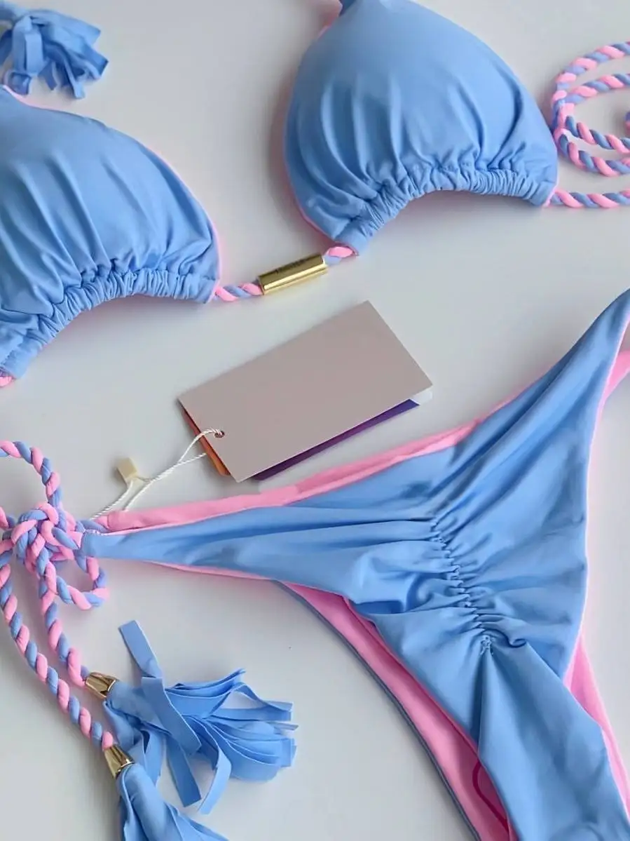 

New 2025 Multicolored String Bikini Bal Braided Design e Swimsuit for Women Sport Fitn Fans Supplies