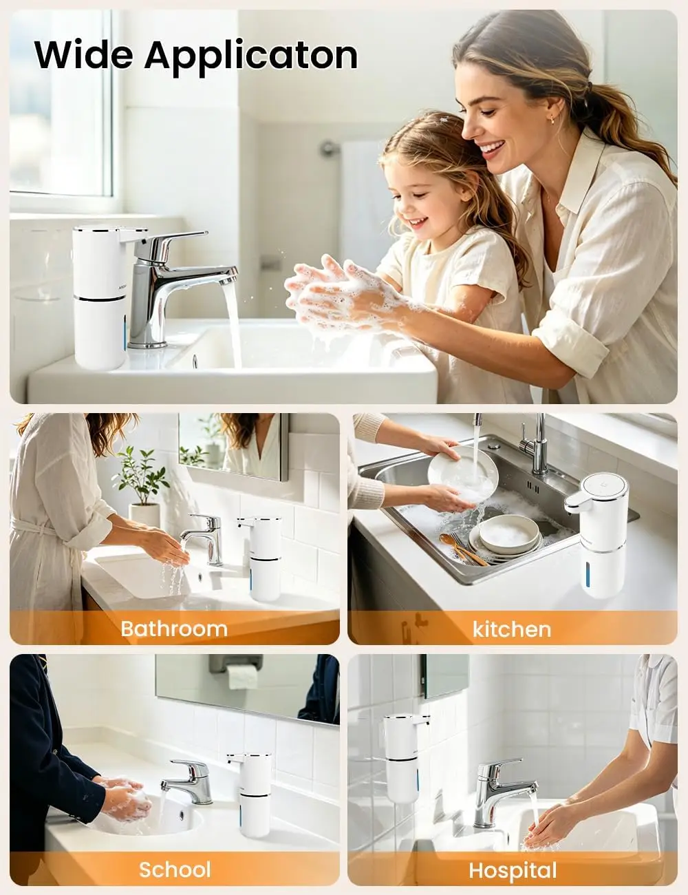 380ML Capacity Light Display 4-Gears Adjustable Foam/Liquid Modes Intelligent Automatic Sense Soap Dispenser Hand Sanitizer Pump view 6