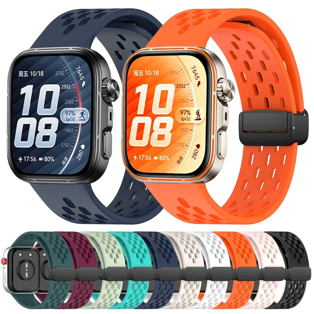 Magnetisches Silikonarmband für Huawei Watch Fit 4/3, atmungsaktives Armband, bequemes Band, Huawei Watch Fit 4 Pro 5 Pro 5 Zubehör