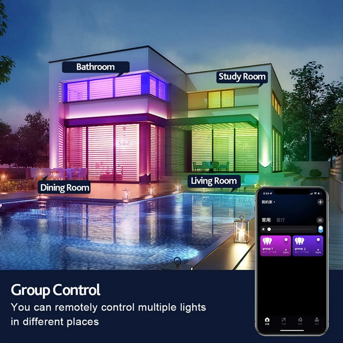

Умная потолочная лампа BOFF с Wi-Fi и Bluetooth, дистанционным управлением, RGB+CW, регулировкой яркости, простая трехзащитная потолочная лампа (EU)