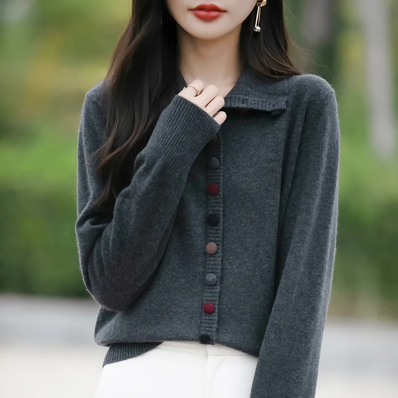 Cardigan Women Sweaters Coats Stand Collar Thick Jackets Full Sleeve Jumpers Coat Y2k Streetwear Elegant Knit Autumn Winter