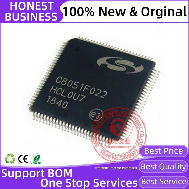 C8051F022 C8051F022-GQ TQFP-100 New original 8-bit Microcontrollers 64KB,10ADC,100Pin MCU