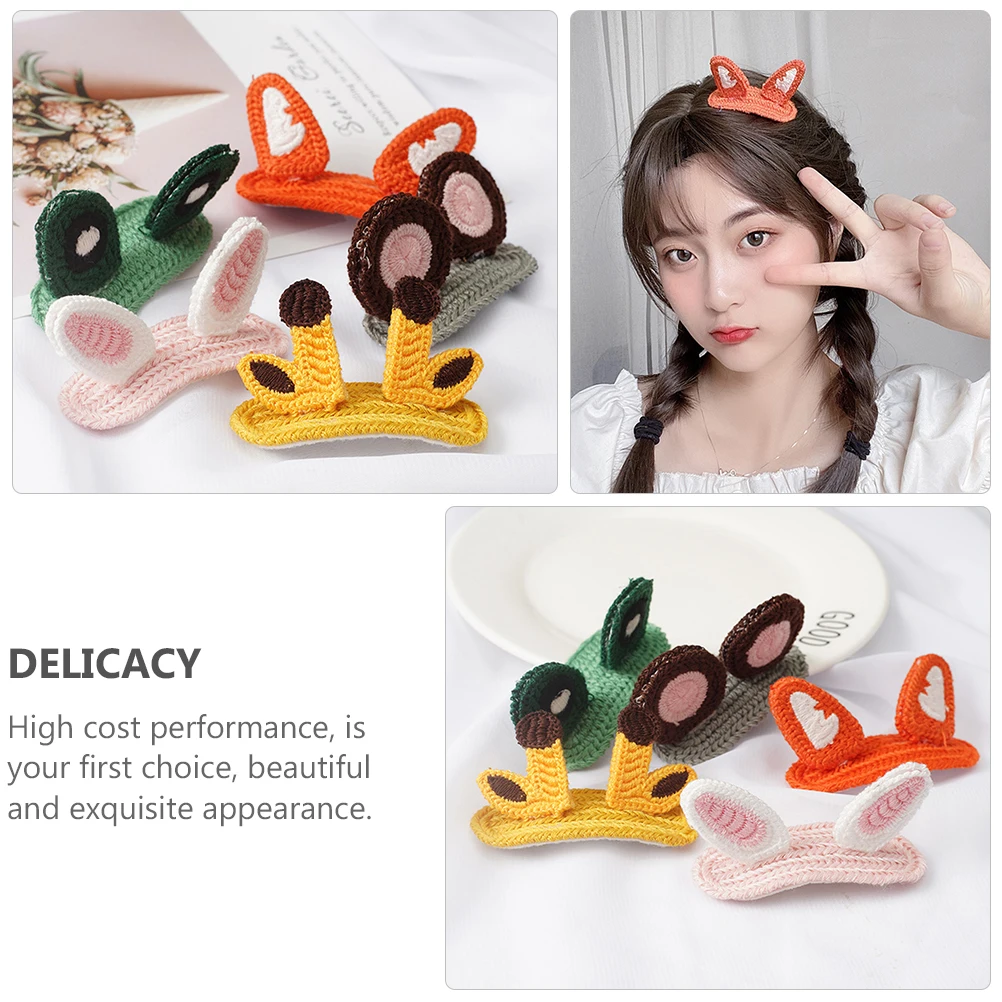 

6pcs Cartoon Knitting Hair Clips Headdress For Kids Stylish Barrettes Cute Hairpins Durable Non-Toxic Material Colorful Design