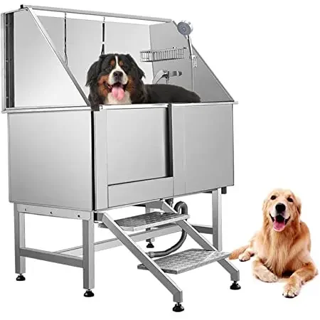 Dog Grooming Tub Professional Stainless Steel Pet Dog Bath Tub With Faucet & Accessories Dog Washing Station