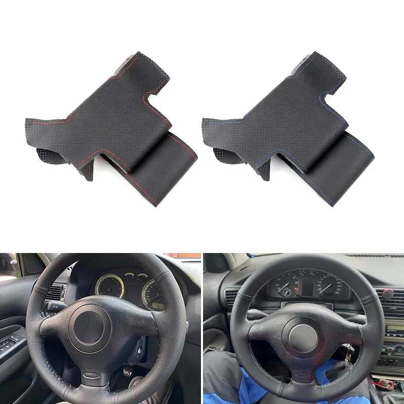 Soft Perforated Leather DIY Hand Sewing Leather Steering Wheel Cover Trim For VW Golf 4 MK4 Passat B5 1996-2005