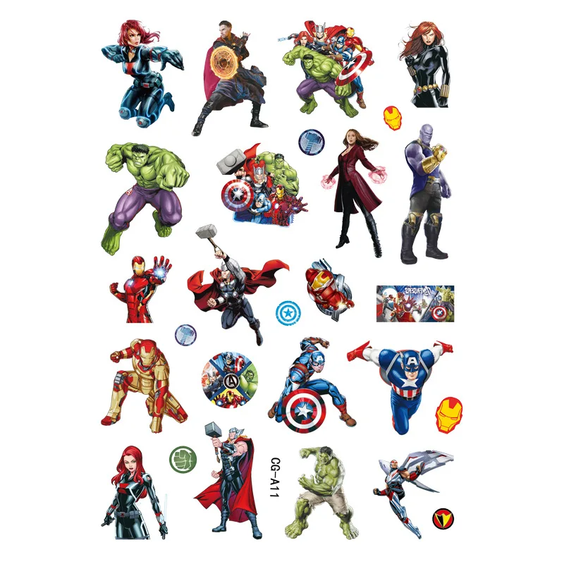 1Pcs The Avengers Super Hero Temporary Tattoo Sticker Spidey Children Arm Face Tattoo Children Body Art Tattoo Gift