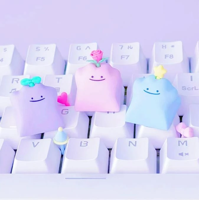 

Pokemon Anime Character Keycap Valentine's Day Mechanical Keyboard Resin Stereoscopic Keycap Polychromatic Ditto Jigglypuff