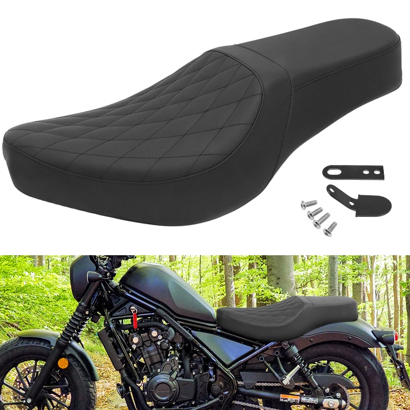 

Black Motorcycle Front Driver Rear Passenger Two Up Seat Cushion PU Leather For Honda Rebel CMX 500 300 CMX300 CMX500 2017-2025