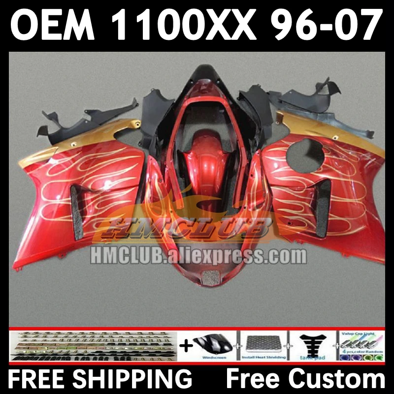 Blackbird For HONDA CBR1100 XX CBR1100XX 85No.62 CBR 1100XX 1996 1997 1998 1999 2000 01 02 03 04 05 06 gold flames 07 Fairings