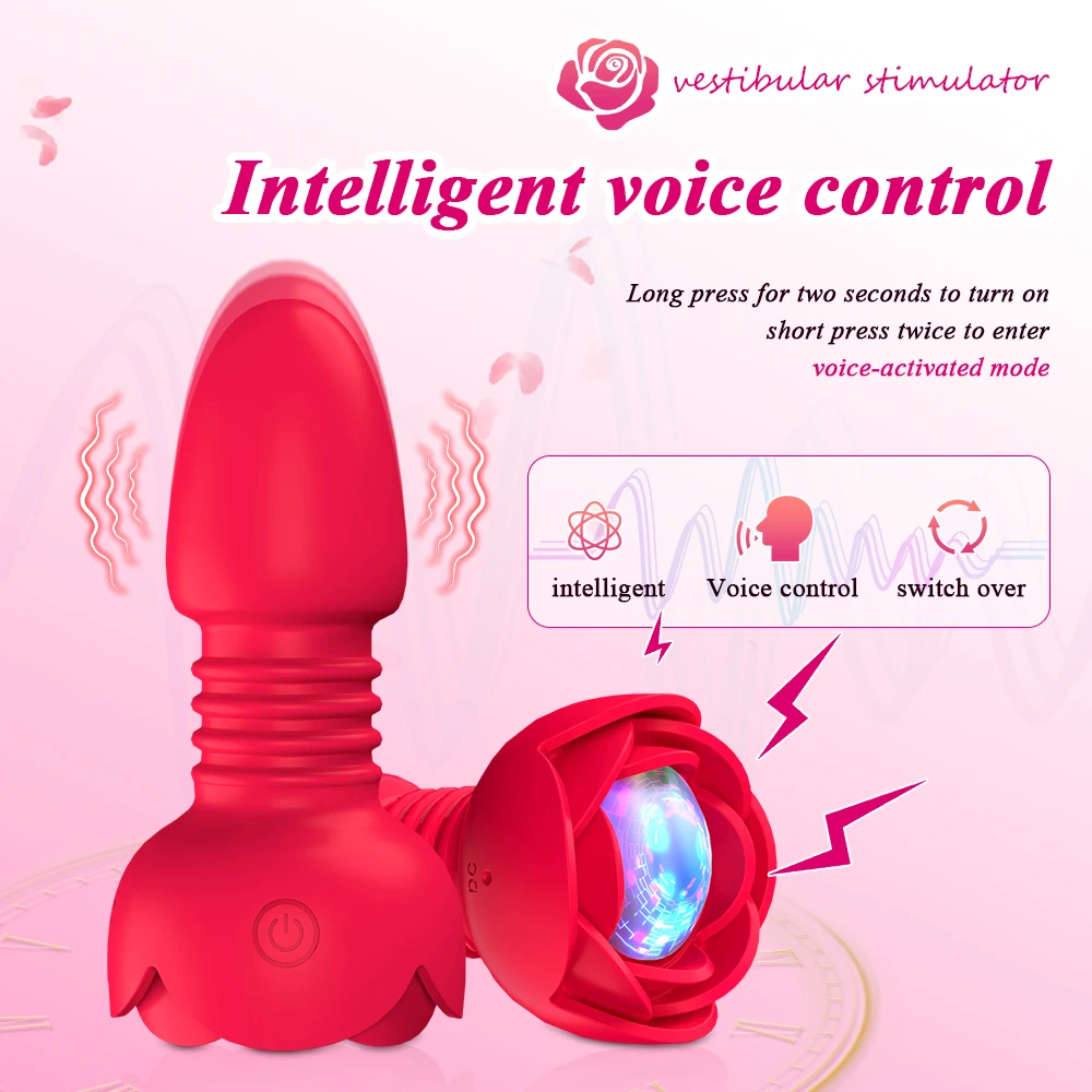 Wireless Remote Control Telescopic Anal Vibrator Dildo APP Bluetooth Voice-Activated LED Butt Plug Male Prostate Stimulator 18+