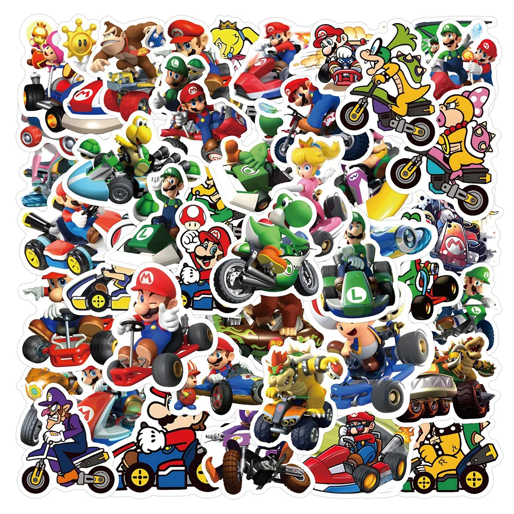 10/30/60pcs Cute Mario Kart Game Stickers for Kids DIY Laptop Phone Luggage Fridge Waterproof Cool Cartoon Sticker Toys Gifts