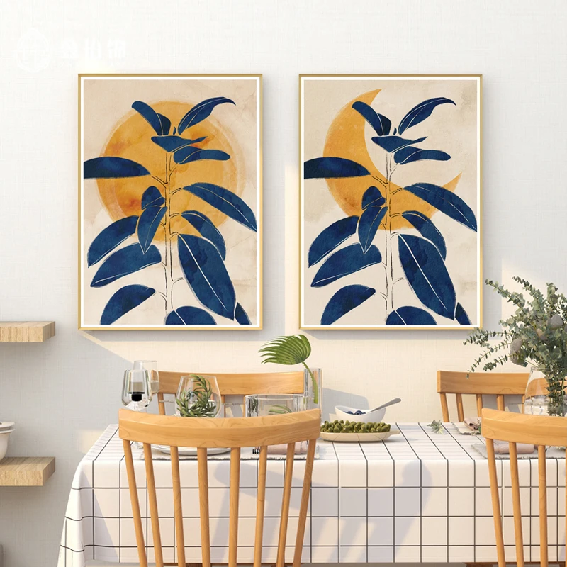 

2Pcs/Set Minimalist Abstract Plant Leaves Canvas Poster Wall Art Print Modern Nordic Living Room Room Home Decoration Frameless