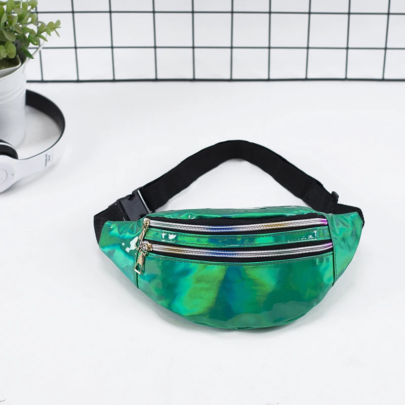 PU Leather Geometric Pattern Chest Bags for Girls Boys Laser Waterproof Sports Waist Pack Pocket Crossbody Bags